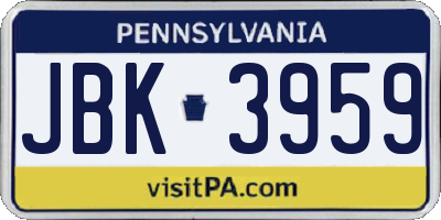 PA license plate JBK3959