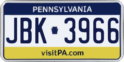 PA license plate JBK3966