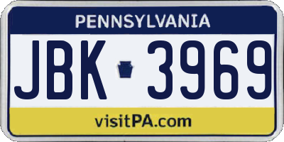 PA license plate JBK3969