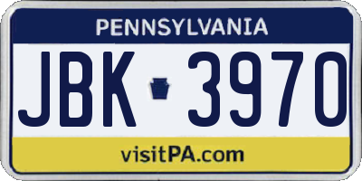 PA license plate JBK3970