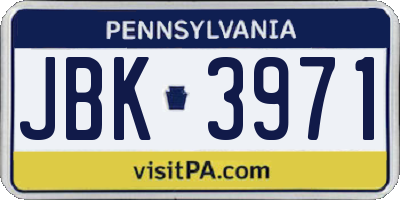 PA license plate JBK3971