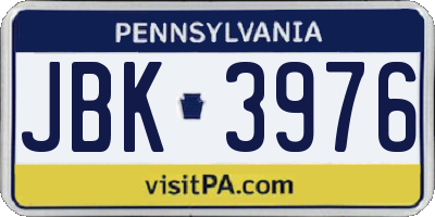 PA license plate JBK3976