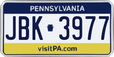 PA license plate JBK3977