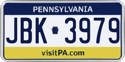 PA license plate JBK3979