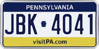 PA license plate JBK4041