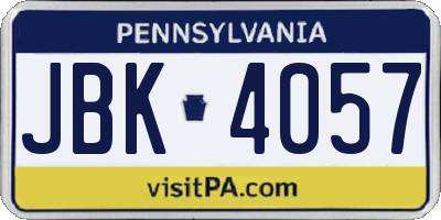 PA license plate JBK4057