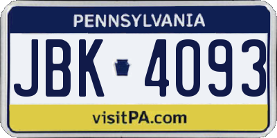 PA license plate JBK4093