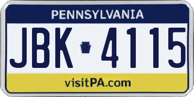 PA license plate JBK4115