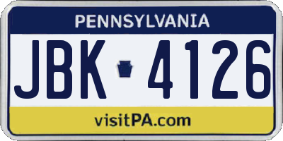 PA license plate JBK4126