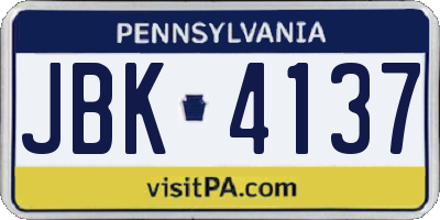 PA license plate JBK4137