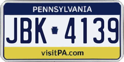 PA license plate JBK4139