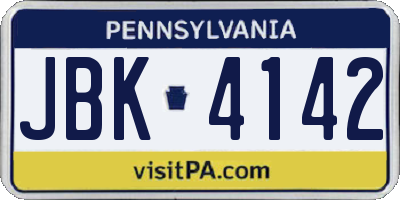 PA license plate JBK4142