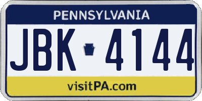 PA license plate JBK4144