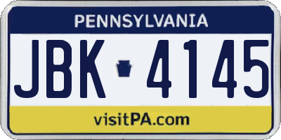 PA license plate JBK4145