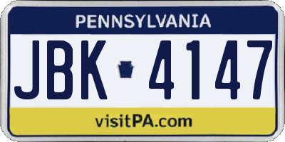 PA license plate JBK4147