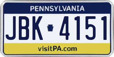 PA license plate JBK4151