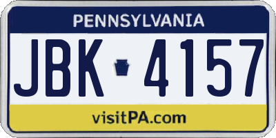 PA license plate JBK4157