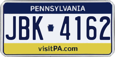 PA license plate JBK4162