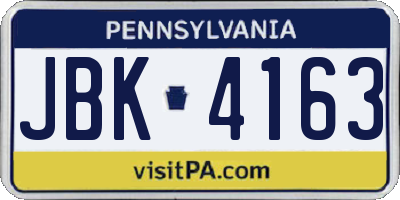 PA license plate JBK4163