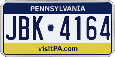 PA license plate JBK4164