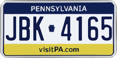 PA license plate JBK4165