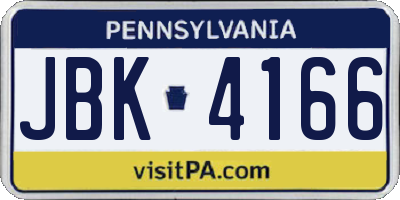 PA license plate JBK4166