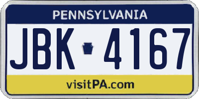 PA license plate JBK4167