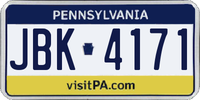 PA license plate JBK4171