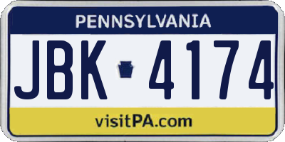 PA license plate JBK4174