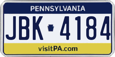 PA license plate JBK4184