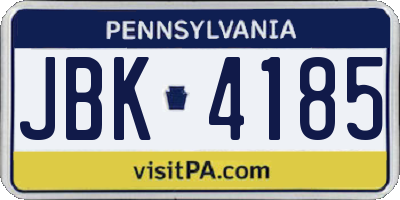 PA license plate JBK4185