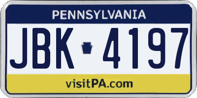 PA license plate JBK4197