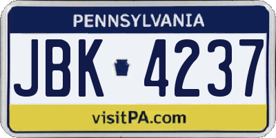 PA license plate JBK4237
