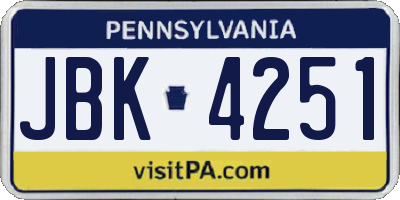 PA license plate JBK4251