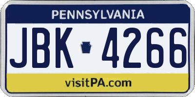 PA license plate JBK4266