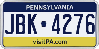 PA license plate JBK4276