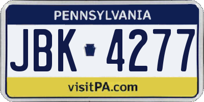PA license plate JBK4277