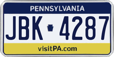 PA license plate JBK4287