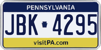 PA license plate JBK4295