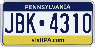 PA license plate JBK4310