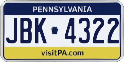 PA license plate JBK4322
