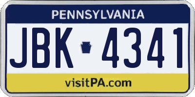 PA license plate JBK4341