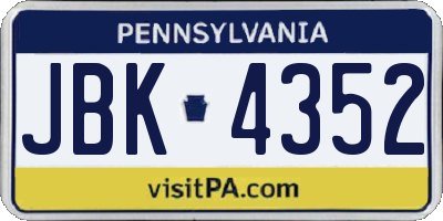 PA license plate JBK4352