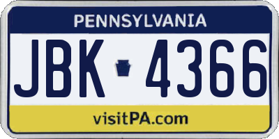 PA license plate JBK4366