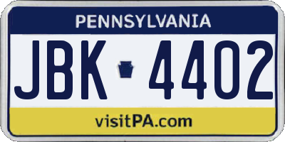 PA license plate JBK4402