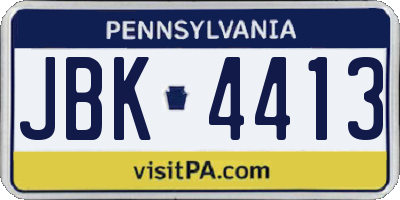 PA license plate JBK4413