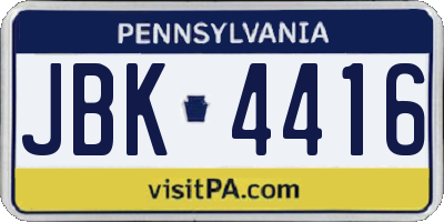 PA license plate JBK4416