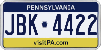 PA license plate JBK4422