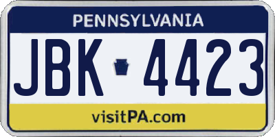PA license plate JBK4423