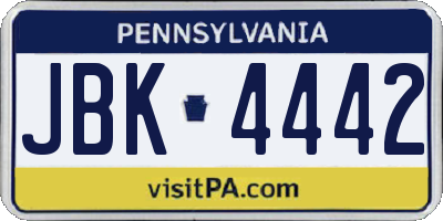 PA license plate JBK4442